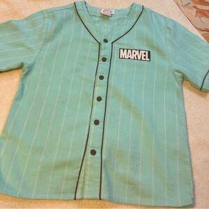 Marvel Teal Striped Shirt with Black Accents